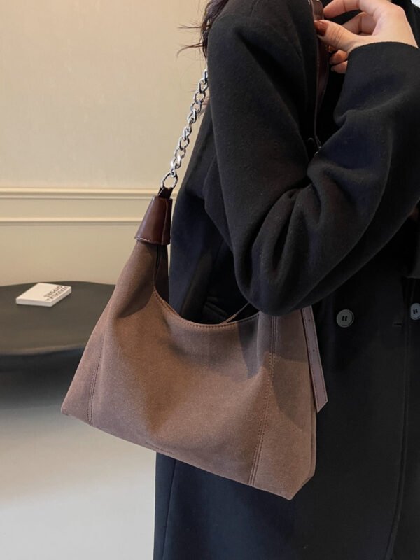 Suede Adjustable Strap Shoulder Bag - Image 6