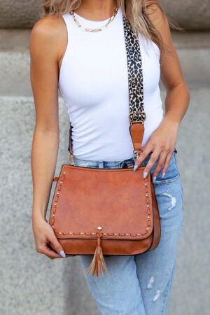 Leopard Strap Fold-over Crossbody Bag