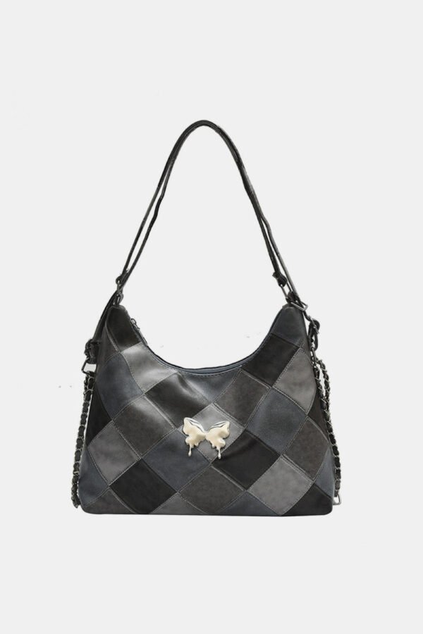 PU Leather Color Block Shoulder Bag - Image 7