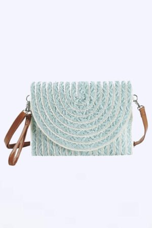 2 Tone Straw Convertible Clutch Swing Bag