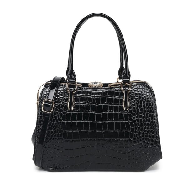 Croco Patent Leather Frame Satchel - Image 2