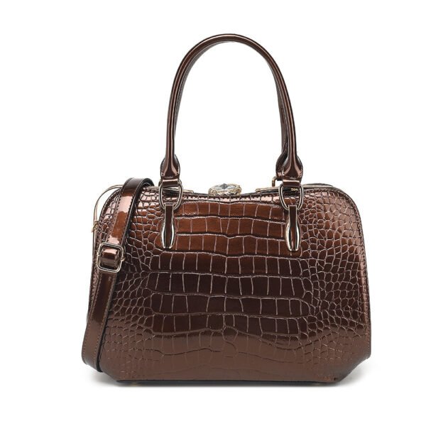Croco Patent Leather Frame Satchel - Image 4