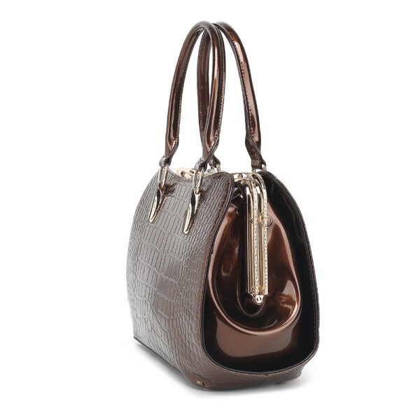 Croco Patent Leather Frame Satchel - Image 7