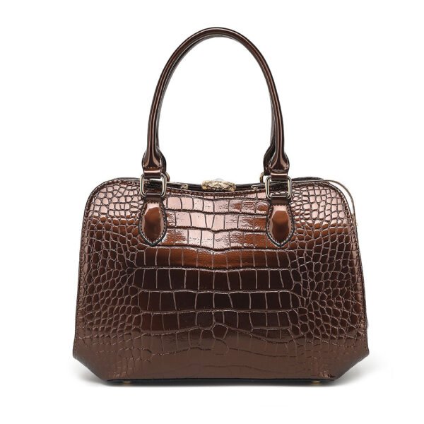 Croco Patent Leather Frame Satchel - Image 8