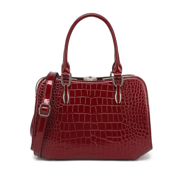 Croco Patent Leather Frame Satchel - Image 5