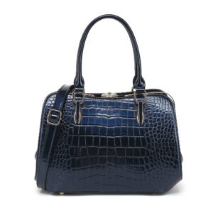 Croco Patent Leather Frame Satchel