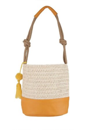 Faux Straw Summer Bucket Bag