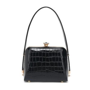 Small Croco Patent Leather Frame Satchel