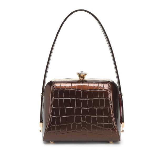 Small Croco Patent Leather Frame Satchel - Image 3