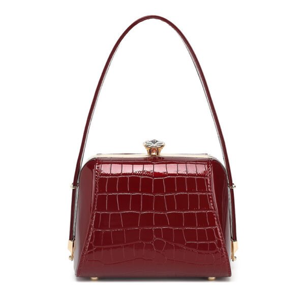 Small Croco Patent Leather Frame Satchel - Image 4