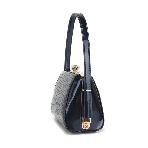 Small Croco Patent Leather Frame Satchel - Image 7