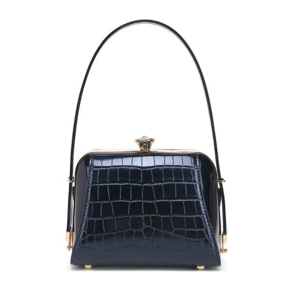 Small Croco Patent Leather Frame Satchel - Image 5