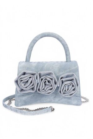 Sparkle Flower Top Handle Clutch Bag