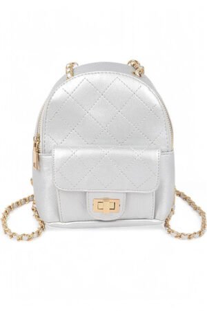 Metallic Pastel Quilted Small Convertible Backpack