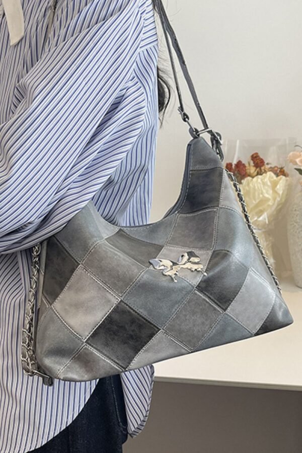 PU Leather Color Block Shoulder Bag - Image 10