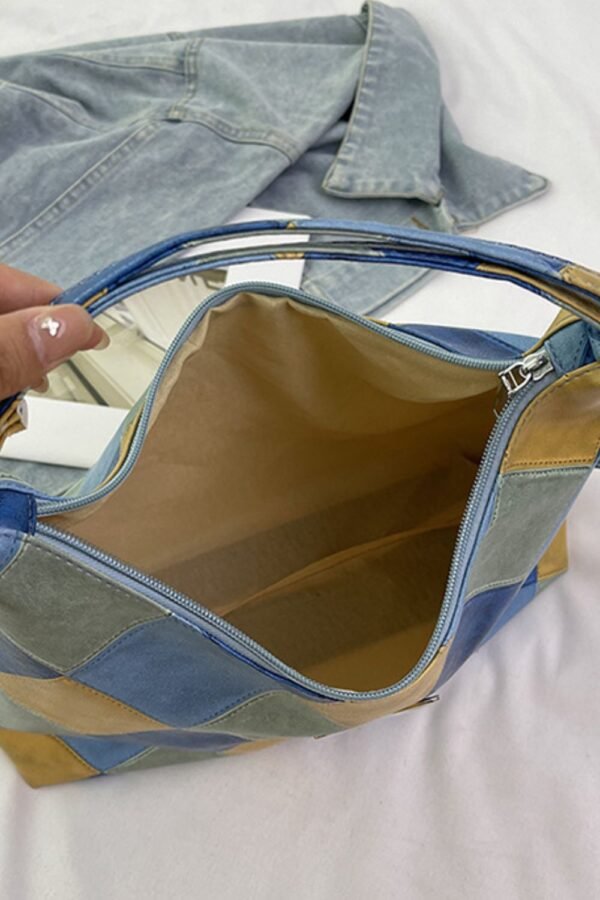 PU Leather Color Block Shoulder Bag - Image 13