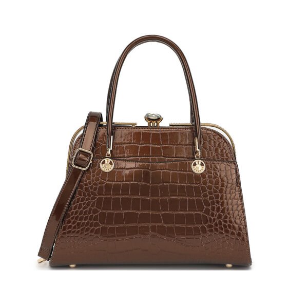 Croco Patent Leather with Rhinestones Satchel - Image 4