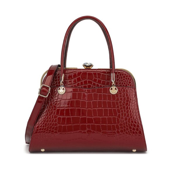 Croco Patent Leather with Rhinestones Satchel - Image 5