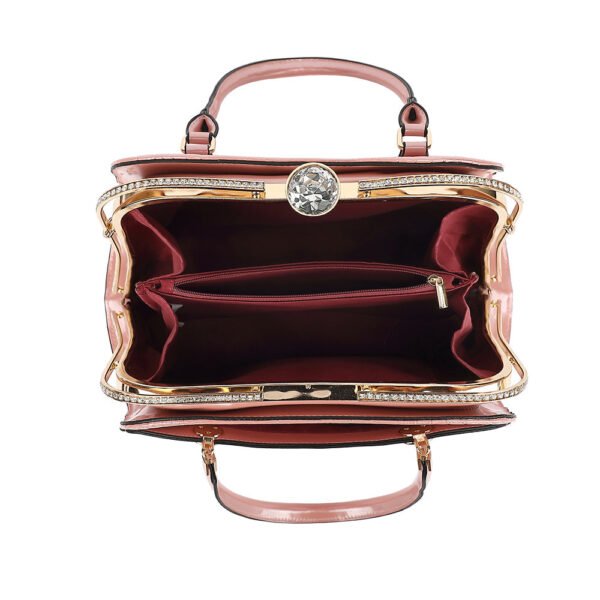 Croco Patent Leather with Rhinestones Satchel - Image 7