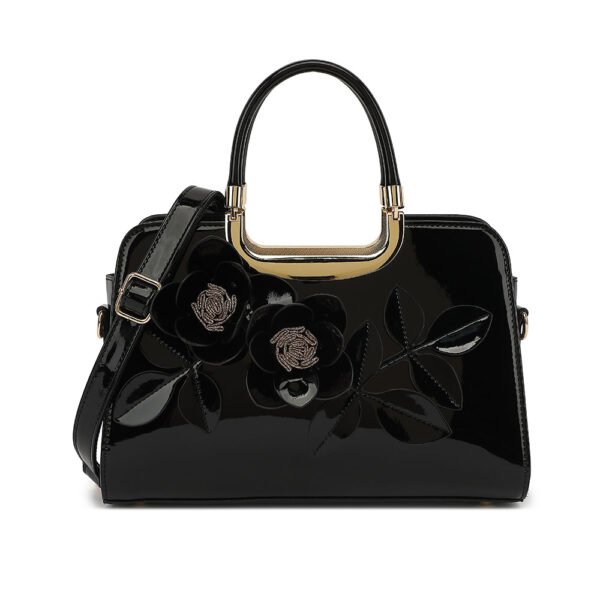 Flower Patent Leather Frame Satchel - Image 2