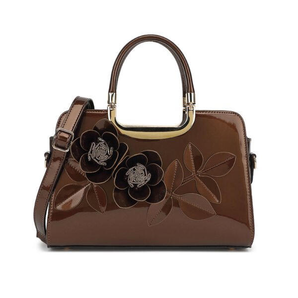 Flower Patent Leather Frame Satchel - Image 3
