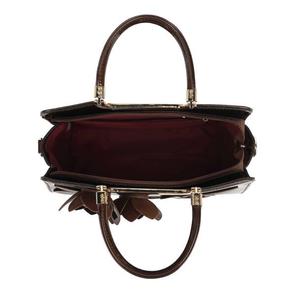 Flower Patent Leather Frame Satchel - Image 6