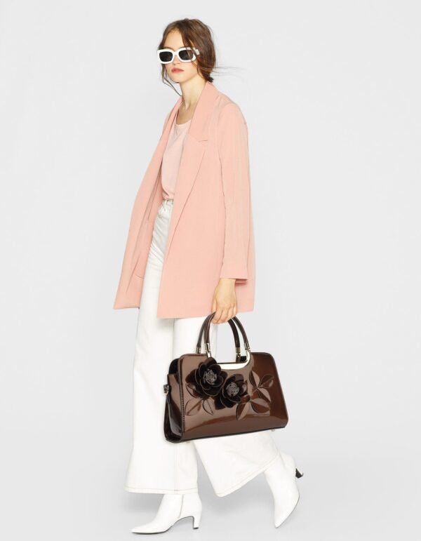 Flower Patent Leather Frame Satchel - Image 10