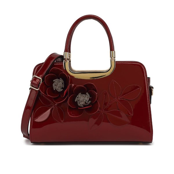 Flower Patent Leather Frame Satchel - Image 4