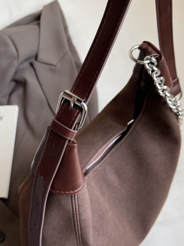 Suede Adjustable Strap Shoulder Bag - Image 5