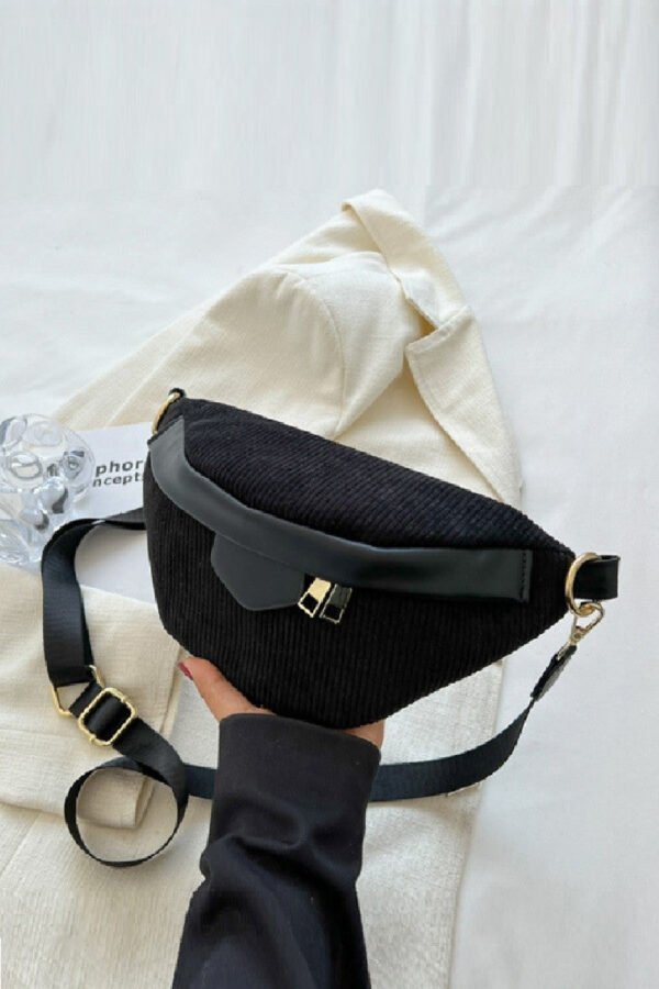 Corduroy Crossbody Bag with Removable Strap - Image 11