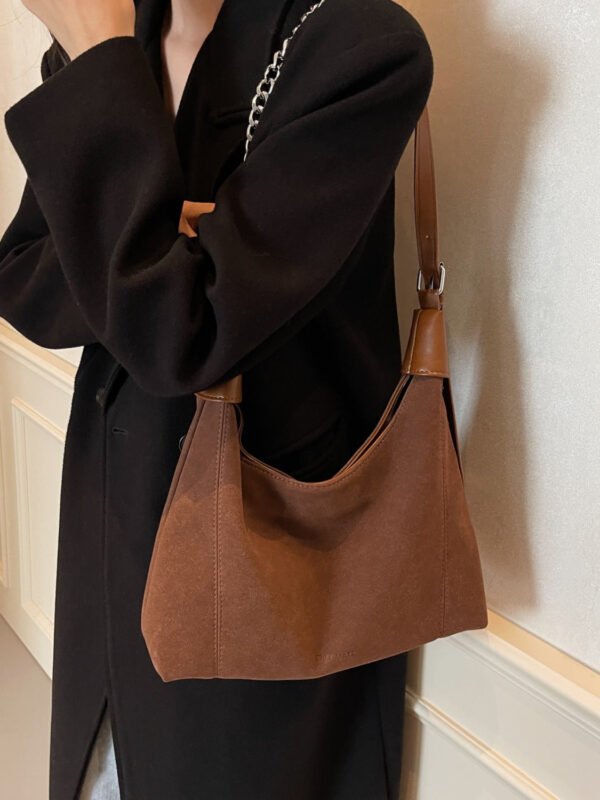 Suede Adjustable Strap Shoulder Bag - Image 17