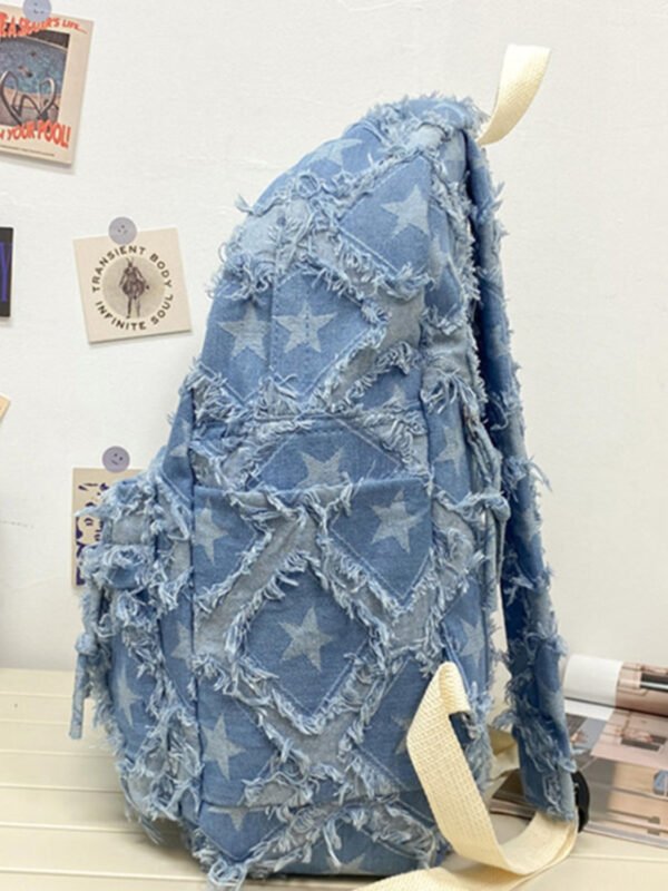 Star Denim Backpack Bag - Image 3