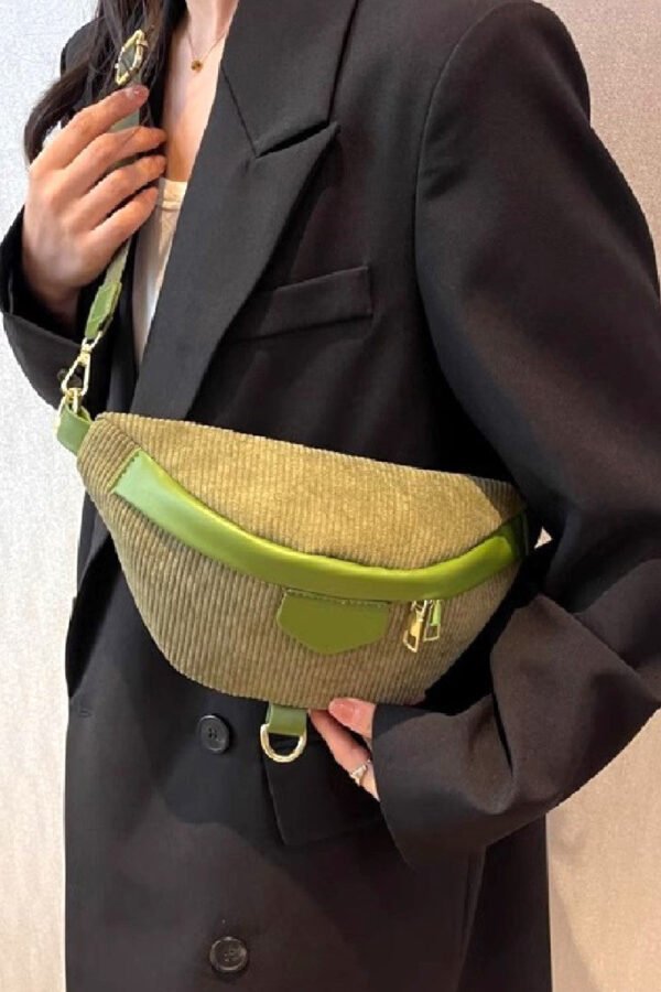 Corduroy Crossbody Bag with Removable Strap - Image 10