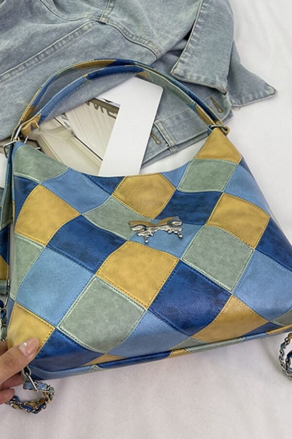 PU Leather Color Block Shoulder Bag - Image 12