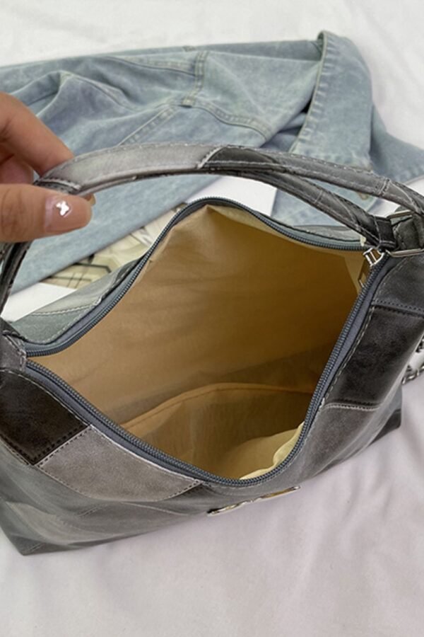 PU Leather Color Block Shoulder Bag - Image 8