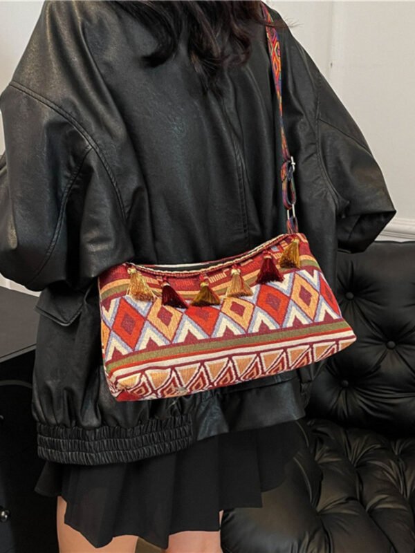 Tassel Adjustable Strap Shoulder Bag - Image 4