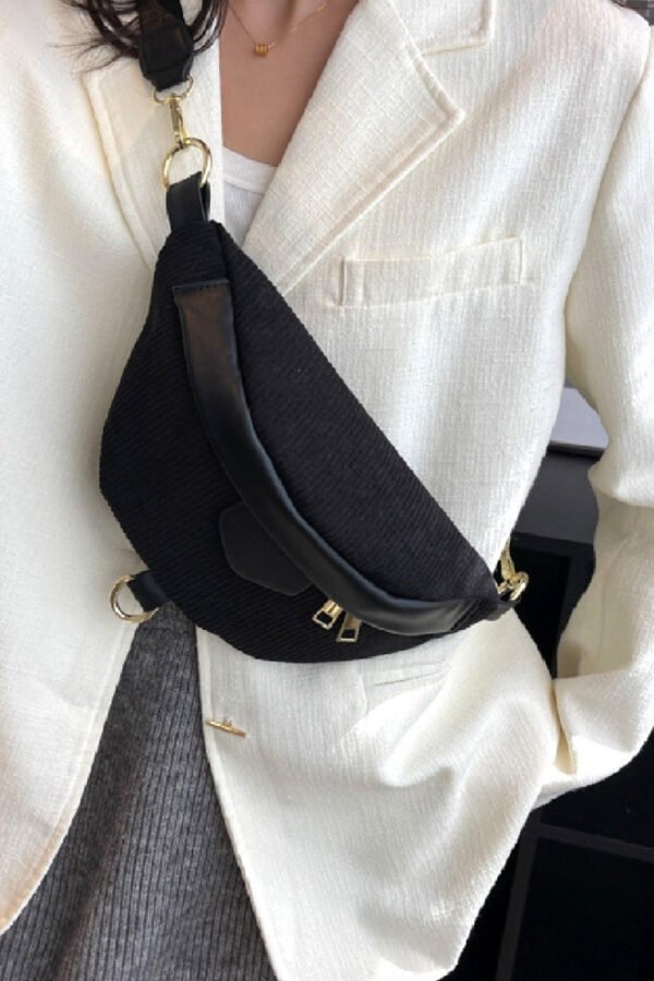 Corduroy Crossbody Bag with Removable Strap - Image 13
