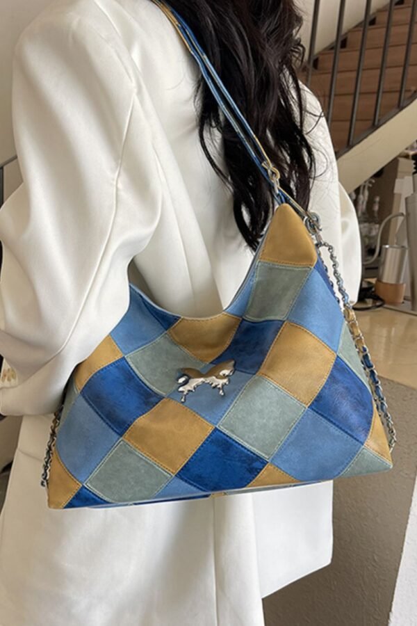 PU Leather Color Block Shoulder Bag - Image 15