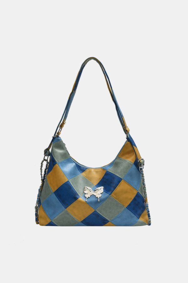 PU Leather Color Block Shoulder Bag - Image 11