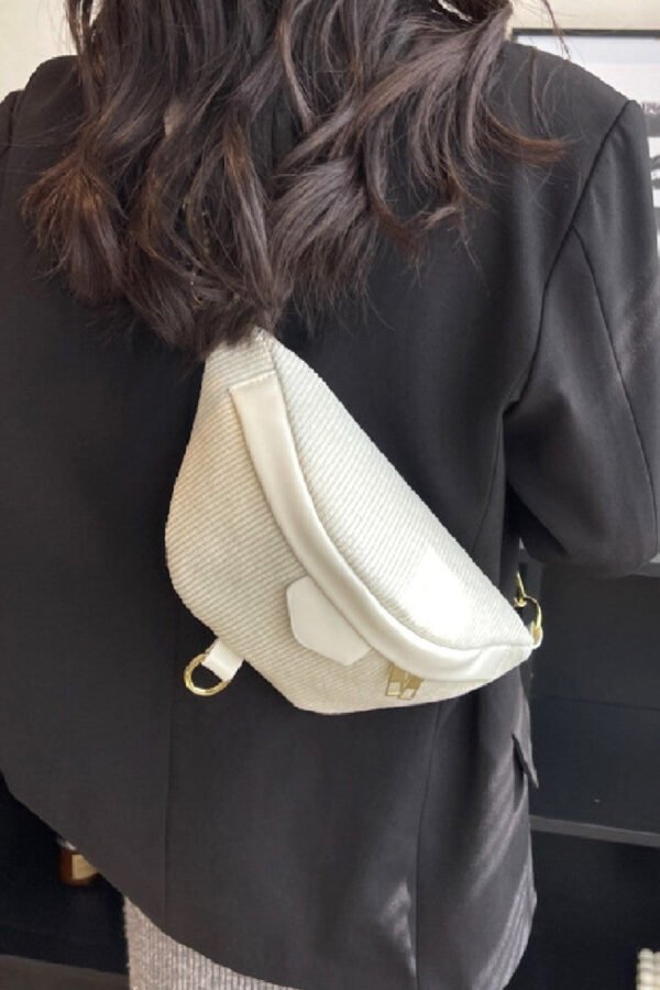 Corduroy Crossbody Bag with Removable Strap - Image 6