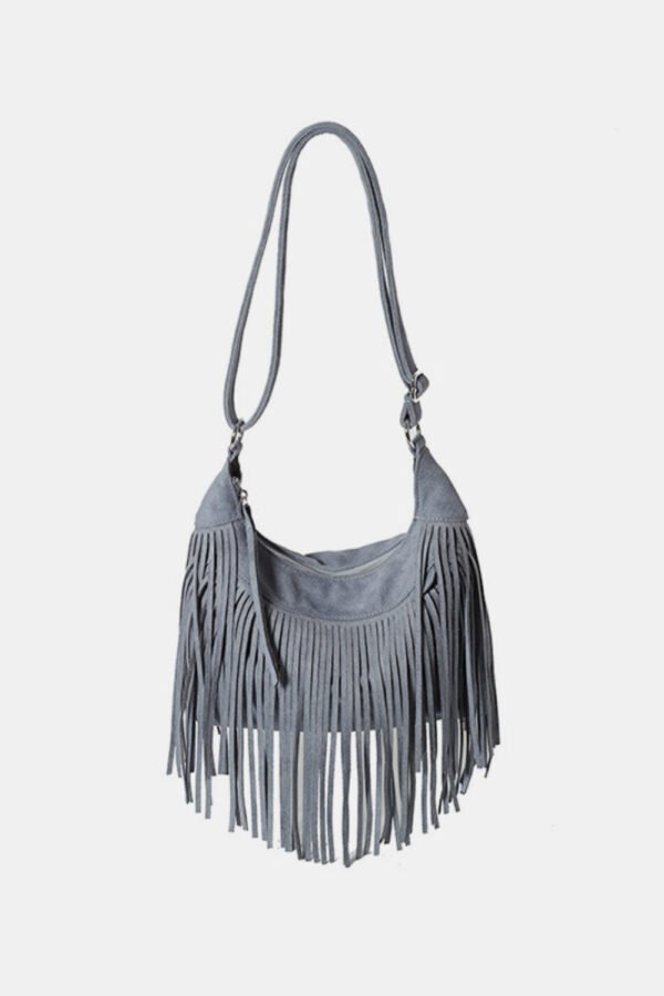 Suede Fringe Adjustable Strap Shoulder Bag - Image 17