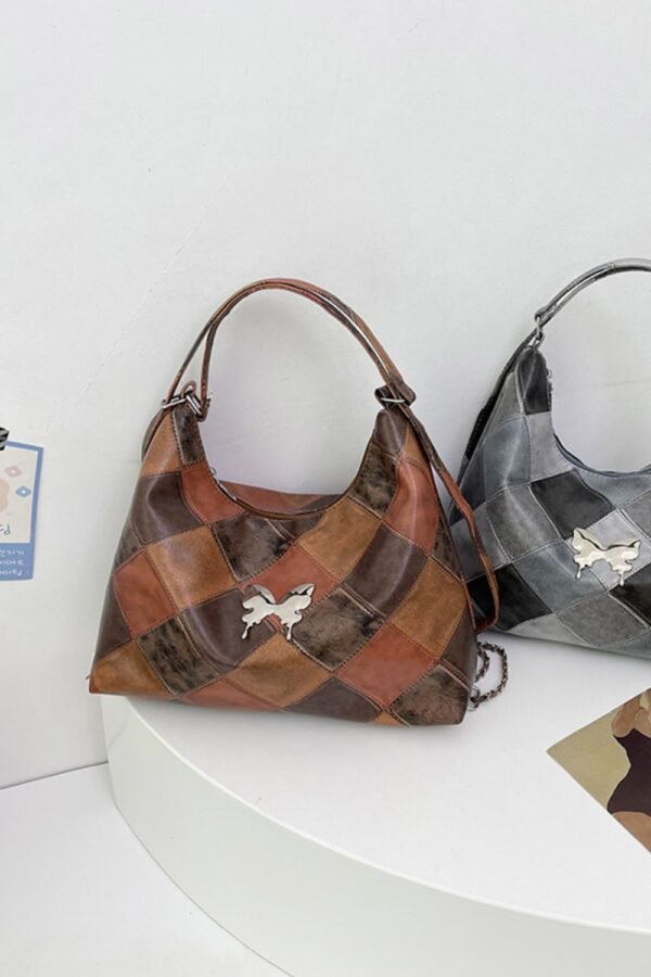 PU Leather Color Block Shoulder Bag - Image 2