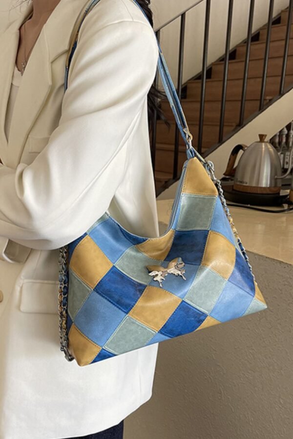 PU Leather Color Block Shoulder Bag - Image 16